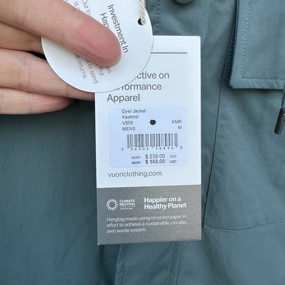 Vuori Dyer Jacket Men’s Medium Hooded Water-Resistant Zip Snap Travel Outdoor - Picture 5 of 5